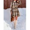 CUPSHE Women’s Mini Fall Dresses Button Long Sleeves Plaid Belted Casual Short A Line Shirt Dress(Beige/Brown)