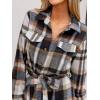 CUPSHE Women’s Mini Fall Dresses Button Long Sleeves Plaid Belted Casual Short A Line Shirt Dress(Brown Plaid)