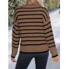 CUPSHE Women’s Mock Neck Striped Sweater Fall Winter Long Sleeve Casual Pullover Knit Tops(Brown)