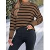 CUPSHE Women’s Mock Neck Striped Sweater Fall Winter Long Sleeve Casual Pullover Knit Tops(Brown)