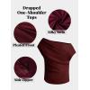 CUPSHE Womens Off Shoulder Blouses Shirts Short Sleeve Asymmetrical Going Out Blouses Tops Shirts(Burgundy)