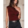 CUPSHE Womens Off Shoulder Blouses Shirts Short Sleeve Asymmetrical Going Out Blouses Tops Shirts(Burgundy)
