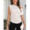 CUPSHE Womens Off Shoulder Blouses Shirts Short Sleeve Asymmetrical Going Out Blouses Tops Shirts(White)