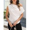 CUPSHE Womens Off Shoulder Blouses Shirts Short Sleeve Asymmetrical Going Out Blouses Tops Shirts(White)