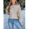 CUPSHE Womens Off The Shoulder Sweaters Long Sleeve Lightweight Knit Casual Pullover Sweater Tops(Khaki)