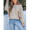 CUPSHE Womens Off The Shoulder Sweaters Long Sleeve Lightweight Knit Casual Pullover Sweater Tops(Khaki)