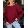 CUPSHE Womens Off The Shoulder Sweaters Long Sleeve Lightweight Knit Casual Pullover Sweater Tops(Red)