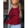 CUPSHE Womens Off The Shoulder Sweaters Long Sleeve Lightweight Knit Casual Pullover Sweater Tops(Red)