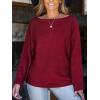 CUPSHE Womens Off The Shoulder Sweaters Long Sleeve Lightweight Knit Casual Pullover Sweater Tops(Red)