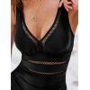 CUPSHE Women’s One Piece Swimsuit Bathing Suit V Neck Adjustable Straps Ruched Mesh Back Hook(Black)