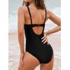 CUPSHE Women’s One Piece Swimsuit Bathing Suit V Neck Adjustable Straps Ruched Mesh Back Hook(Black)