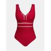 CUPSHE Women’s One Piece Swimsuit Bathing Suit V Neck Adjustable Straps Ruched Mesh Back Hook(True Red)