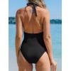 CUPSHE Women’s One Piece Swimsuit Plunging Deep V Neck Halter Bathing Suit Ruched Adjustable Straps Self Tie O Ring(Black)