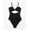 CUPSHE Women’s One Piece Swimsuit Sexy Black Cutout Scallop Trim Bathing Suit(Black)