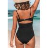 CUPSHE Women’s One Piece Swimsuit Sexy Black Cutout Scallop Trim Bathing Suit(Black)