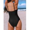 CUPSHE Women’s One Piece Swimsuit Tummy Control Bathing Suit Deep V Neck Cut Out Mesh Adjustable Straps(Black)