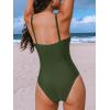 CUPSHE Women’s One Piece Swimsuit Tummy Control Bathing Suit Deep V Neck Cut Out Mesh Adjustable Straps(Dark Green)