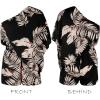 CUPSHE Women’s One Shoulder Romper 3/4 Sleeve Wide Leg Mini Jumpsuit Short Draped Bodice Romper Casual Summer Loose Outfit(Black Leaves)