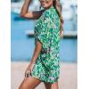 CUPSHE Women’s One Shoulder Romper 3/4 Sleeve Wide Leg Mini Jumpsuit Short Draped Bodice Romper Casual Summer Loose Outfit(Green Leopard)