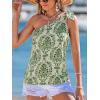 CUPSHE Women’s One Shoulder Tank Tops Sleeveless Knotted Going Out Tee Shirts Casual Blouses(Green)