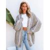 CUPSHE Women’s Oversized Cardigan Sweater Open Front 2025 Fall Long Sleeve Chunky Knit Button Loose Outwear with Pockets(Brown)