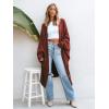 CUPSHE Women’s Oversized Cardigan Sweater Open Front 2025 Fall Long Sleeve Soft Knit Casual Sweaters Outwear(Burgundy Red)