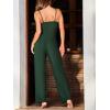 CUPSHE Womens Pajama Set Two Piece Rib Knit Sleepwear Summer Cami Top and Long Pants Sets(Dark Green)