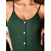 CUPSHE Womens Pajama Set Two Piece Rib Knit Sleepwear Summer Cami Top and Long Pants Sets(Dark Green)