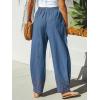 CUPSHE Women’s Pants Patch Pocket Tapered Leg Elastic Waist Long Pant Casual Beach Vacation Running(Blue)