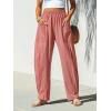 CUPSHE Women’s Pants Patch Pocket Tapered Leg Elastic Waist Long Pant Casual Beach Vacation Running(Brick Red)