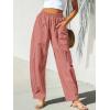 CUPSHE Women’s Pants Patch Pocket Tapered Leg Elastic Waist Long Pant Casual Beach Vacation Running(Brick Red)