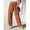 CUPSHE Women’s Pants Patch Pocket Tapered Leg Elastic Waist Long Pant Casual Beach Vacation Running(Brown)