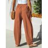 CUPSHE Women’s Pants Patch Pocket Tapered Leg Elastic Waist Long Pant Casual Beach Vacation Running(Brown)