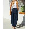 CUPSHE Women’s Pants Patch Pocket Tapered Leg Elastic Waist Long Pant Casual Beach Vacation Running(Dark Blue)