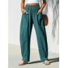 CUPSHE Women’s Pants Patch Pocket Tapered Leg Elastic Waist Long Pant Casual Beach Vacation Running(Deep Blue)