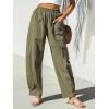 CUPSHE Women’s Pants Patch Pocket Tapered Leg Elastic Waist Long Pant Casual Beach Vacation Running(Green)