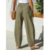 CUPSHE Women’s Pants Patch Pocket Tapered Leg Elastic Waist Long Pant Casual Beach Vacation Running(Green)