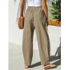 CUPSHE Women’s Pants Patch Pocket Tapered Leg Elastic Waist Long Pant Casual Beach Vacation Running(Khaki)