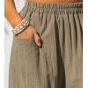 CUPSHE Women’s Pants Patch Pocket Tapered Leg Elastic Waist Long Pant Casual Beach Vacation Running(Khaki)