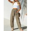 CUPSHE Women’s Pants Patch Pocket Tapered Leg Elastic Waist Long Pant Casual Beach Vacation Running(Khaki)