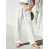CUPSHE Women’s Pants Patch Pocket Tapered Leg Elastic Waist Long Pant Casual Beach Vacation Running(White)