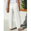 CUPSHE Women’s Pants Patch Pocket Tapered Leg Elastic Waist Long Pant Casual Beach Vacation Running(White)
