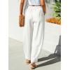 CUPSHE Women’s Pants Patch Pocket Tapered Leg Elastic Waist Long Pant Casual Beach Vacation Running(White)