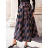 CUPSHE Women’s Plaid Maxi Skirts Dressy A Line Tie Waist Long Skirt Casual Vintage Office with Pockets(Blue)