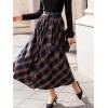 CUPSHE Women’s Plaid Maxi Skirts Dressy A Line Tie Waist Long Skirt Casual Vintage Office with Pockets(Blue)