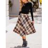 CUPSHE Women’s Plaid Maxi Skirts Dressy A Line Tie Waist Long Skirt Casual Vintage Office with Pockets(Brown)