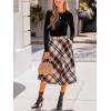 CUPSHE Women’s Plaid Maxi Skirts Dressy A Line Tie Waist Long Skirt Casual Vintage Office with Pockets(Brown)