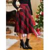 CUPSHE Women’s Plaid Maxi Skirts Dressy A Line Tie Waist Long Skirt Casual Vintage Office with Pockets(Red)
