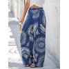CUPSHE Women’s Print High Waist Pants Blue Shorts with Wide Leg(Blue Floral)