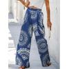CUPSHE Women’s Print High Waist Pants Blue Shorts with Wide Leg(Blue Floral)